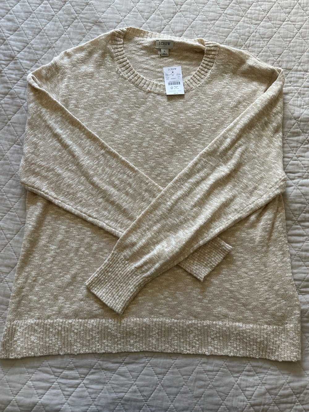 J. Crew Beige-Cream Marled Crewneck Sweater
